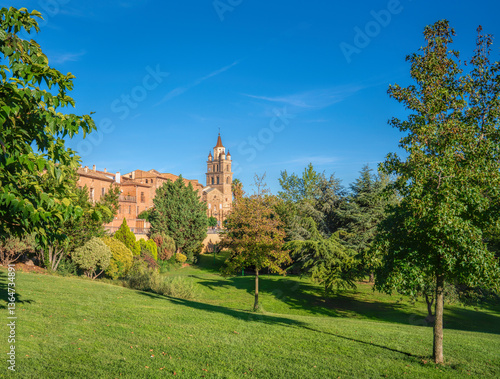View from park to Calahorra Santa Maria Cathedral La Rioja Spain