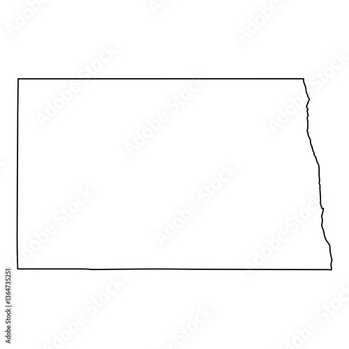 Blank outline map North Dakota state USA, for educational use