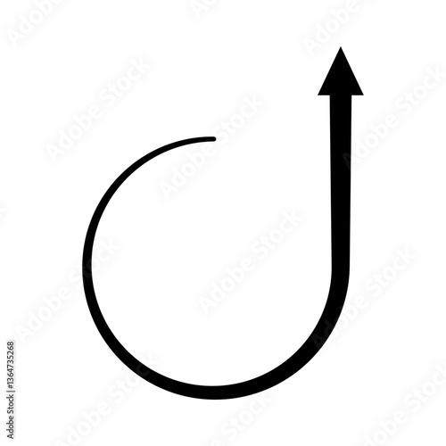 Upward trajectory arrow, circular motion, growth, progress symbol
