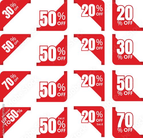Red discount tags Corner design for sales promotions