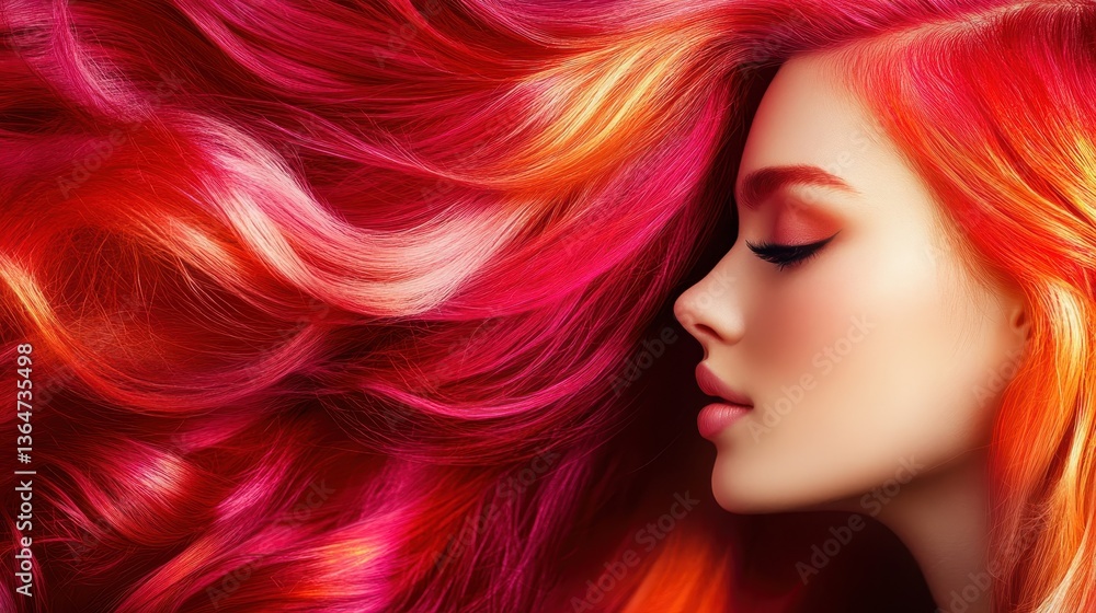 Radiant Locks: A portrait of a woman with flowing, vibrant red and orange hair, showcasing the artistry of a hair stylist's work. A celebration of color and style. Radiant Locks: A portrait of a woman with flowing, vibrant red and orange hair, showcasing the artistry of a hair stylist's work. A celebration of color and style.