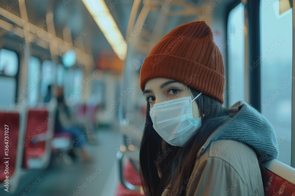 High Definition Picture of Female with Mask in Train High Definition Picture of Female with Mask in Train