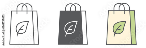 Eco bag icon collection, reusable and ecology, ecobag vector icon set, vector graphics, editable stroke outline sign, eps 10