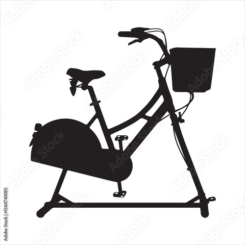 gym with stationary bikes black silhouette
