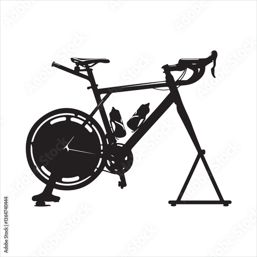 gym with stationary bikes black silhouette
