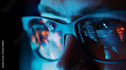 Wallpaper Mural A cybersecurity expert analyzing network threats, dark control room with multiple screens displaying cyber defense metrics, Cyberpunk style Torontodigital.ca