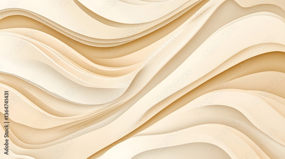 Obraz premium Flowing abstract fabric texture, smooth waves in soft beige tones, perfect for backgrounds or artistic designs.