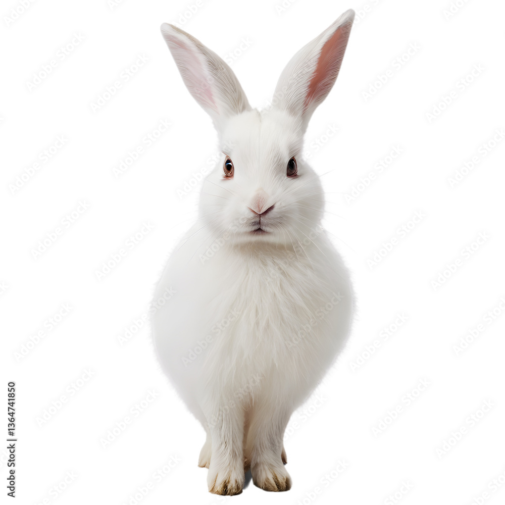Fototapeta premium Pretty white rabbit isolated on a white background