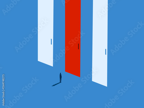 The best choice, Businessman chooses different big door
