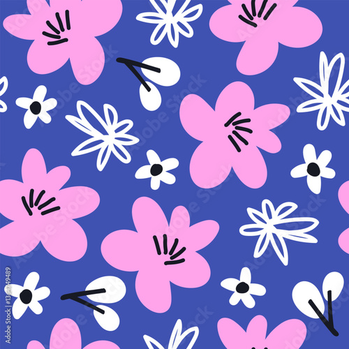 Seamles pattern with flowers. Vector