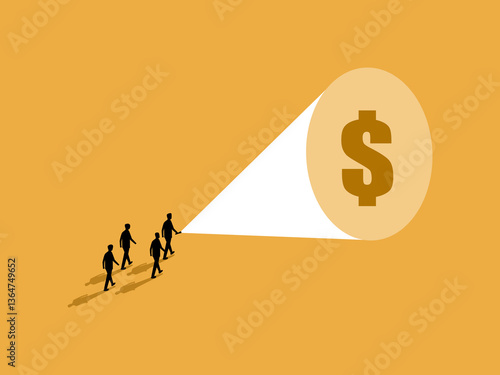 Business leader holding flashlight suggesting making money