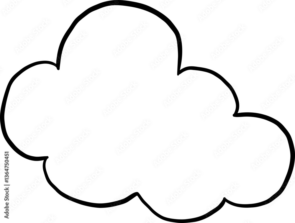 Cute Fluffy Cloud Simple Outline Hand Drawn Cute Fluffy Cloud Simple Outline Hand Drawn