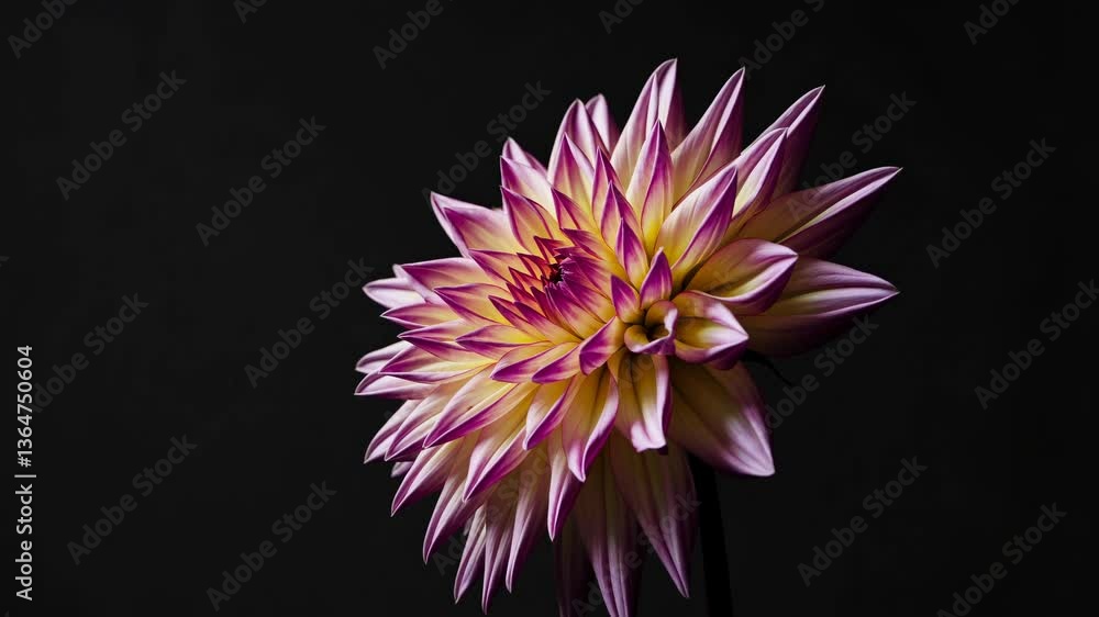 A dramatic close-up video of a budding flower against a dark background, captured from a low angle, highlighting its vibrant colors and textures. Live desktop wallpaper. A dramatic close-up video of a budding flower against a dark background, captured from a low angle, highlighting its vibrant colors and textures. Live desktop wallpaper.