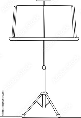 Music stand with sheet one line art vector