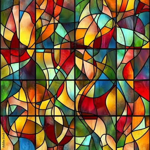 Seamless Abstract Stained Glass Window Texture Pattern Design