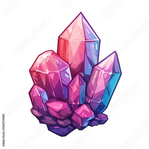 Vibrant pink and blue crystal cluster with multi-faceted gemstones.