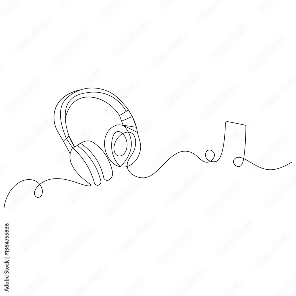 Headphones icon continuous one line drawing of outline vector illustration Headphones icon continuous one line drawing of outline vector illustration