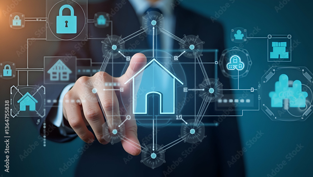 3D Flat Icon of Person with Smart Security System and Tech Overlay for Home Security Management 3D Flat Icon of Person with Smart Security System and Tech Overlay for Home Security Management
