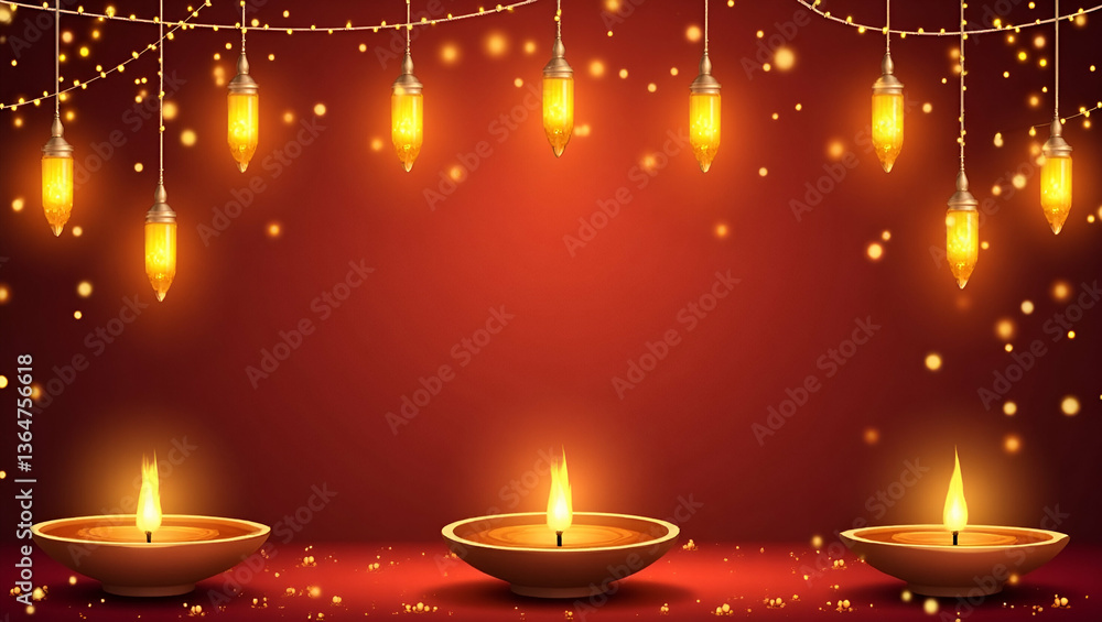 Glowing Lanterns and Shining Diyas Border Frame with Festive Copy Space for Diwali Greetings - Perfect Photo Stock Concept for Celebrating the Festival of Lights Glowing Lanterns and Shining Diyas Border Frame with Festive Copy Space for Diwali Greetings - Perfect Photo Stock Concept for Celebrating the Festival of Lights