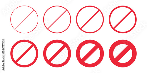 Red prohibited sign with different line weight vector illustration