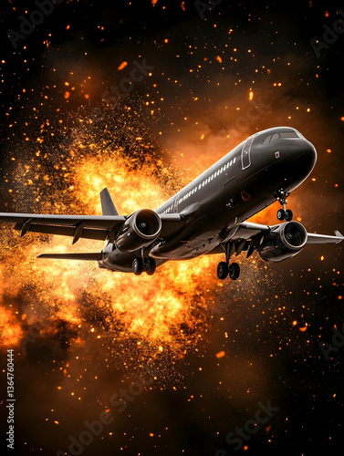 Wallpaper Mural Airplane ascending with an explosion background Torontodigital.ca