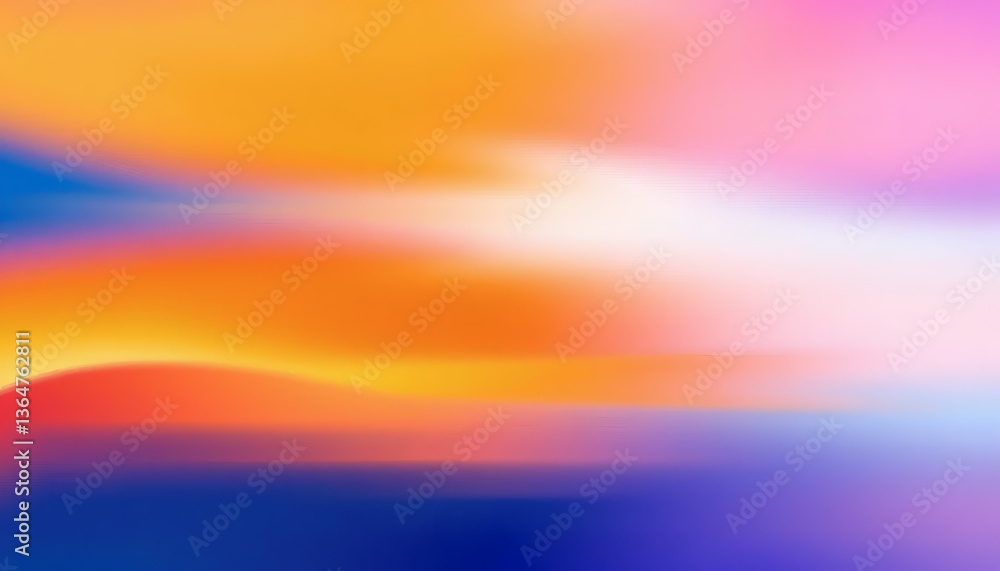 Fototapeta premium Vibrant Dynamic Gradient Poster Design with Orange, Blue, and White Hues Overlaid with Abstract Noise Texture