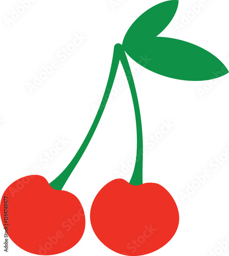 Simple minimalist cherry flat icon illustration, fruit clip art, isolated