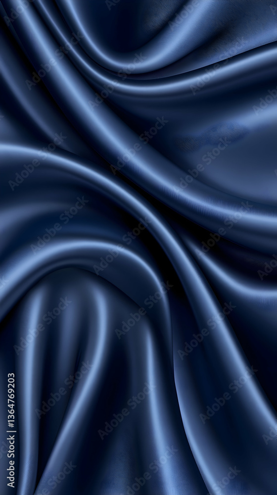 Obraz premium Blue satin fabric with soft, smooth folds and flowing texture fills the frame
