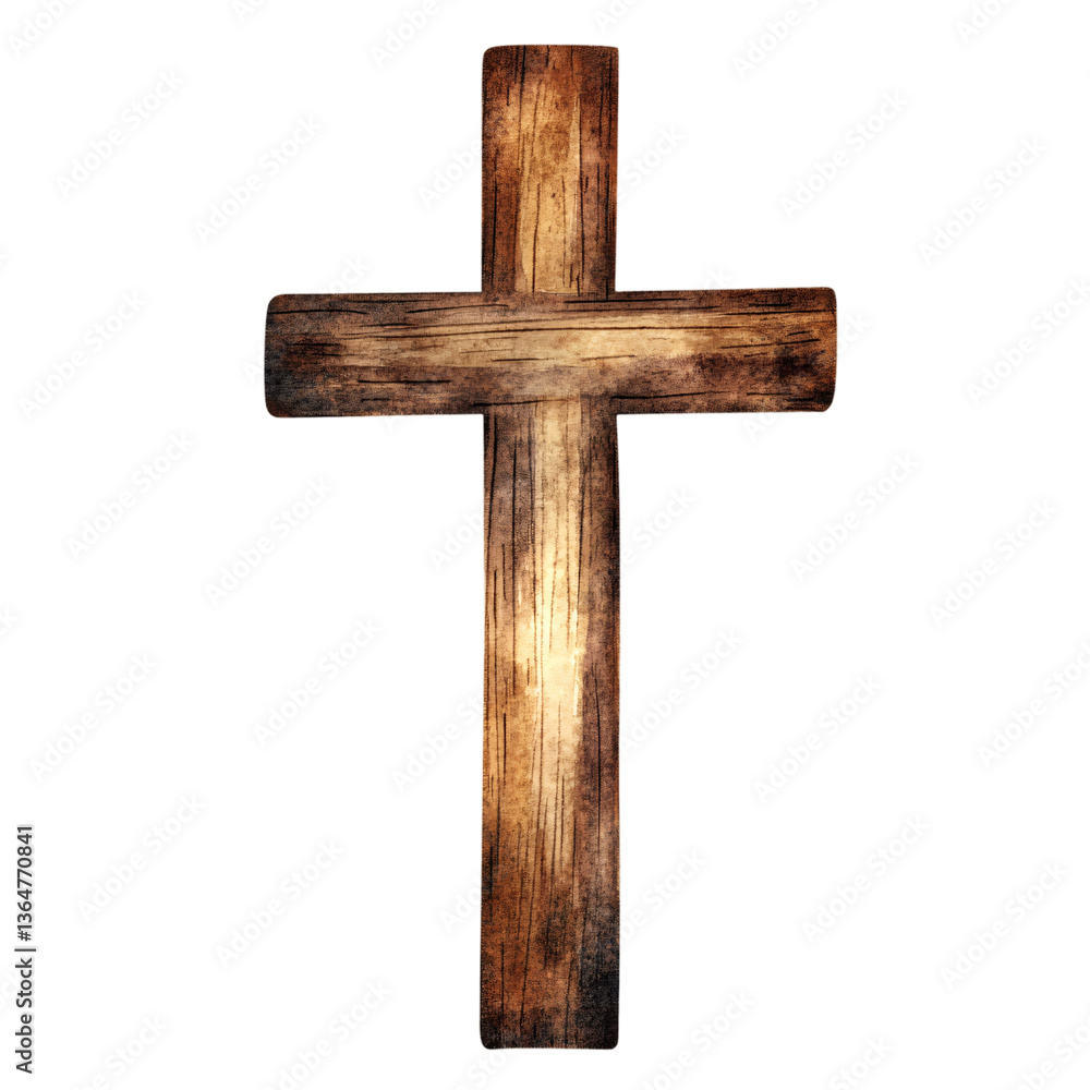 wooden christian cross on transparent background, stylized religious symbol with carved details and polished texture, isolated handcrafted illustration for design and decoration wooden christian cross on transparent background, stylized religious symbol with carved details and polished texture, isolated handcrafted illustration for design and decoration