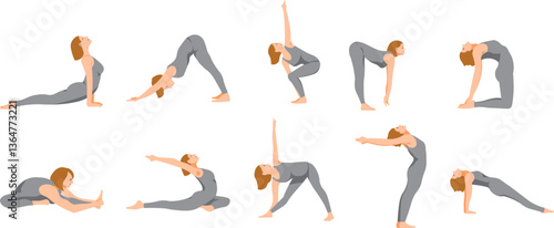 Yoga Poses Women Illustration
