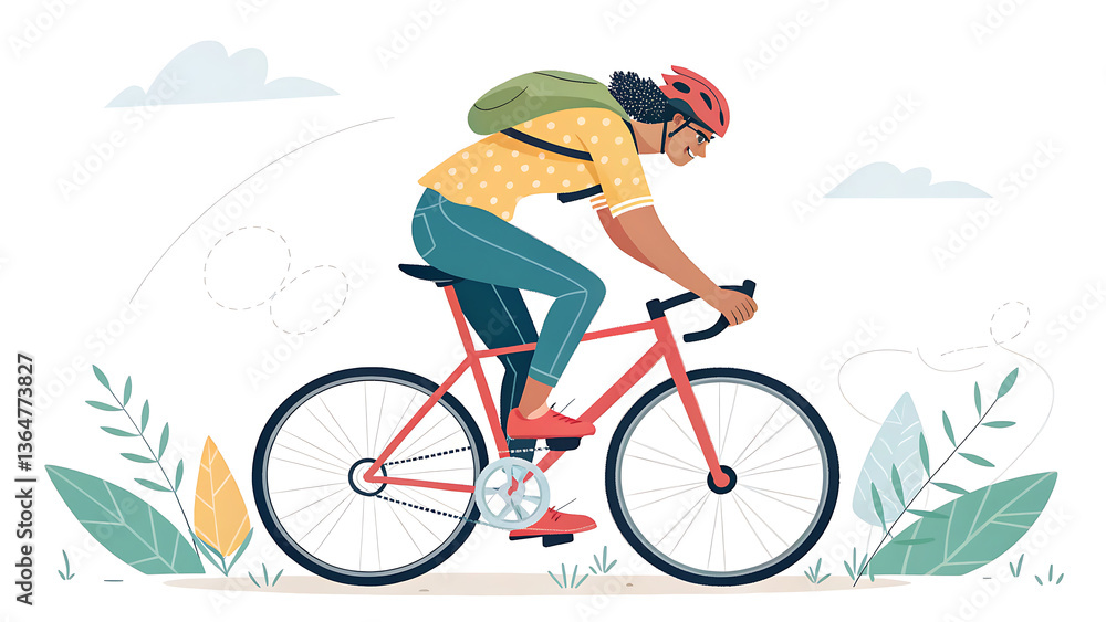 Obraz premium person riding a bicycle vector illustration on white background
