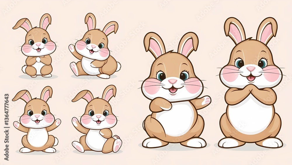 Fototapeta premium Easter bunny clip art chubby cheeks