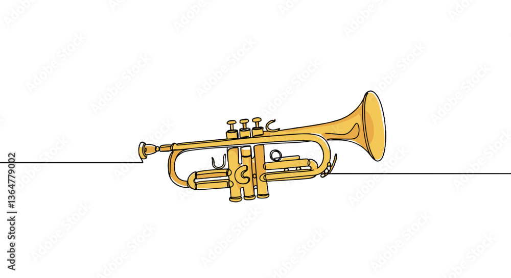 Obraz premium Brass trumpet illustration on a white background, vector