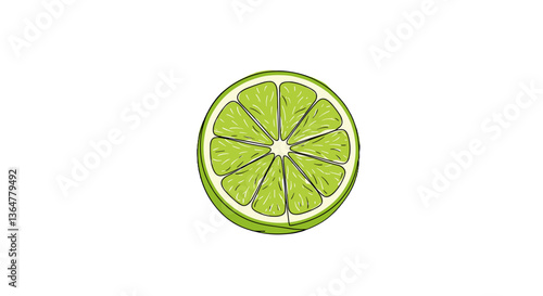 Fresh Lime Slice Illustration on White Background, vector  