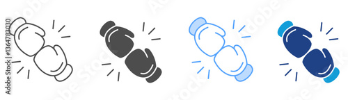 boxing glove Icon Set Multiple Style Collection	