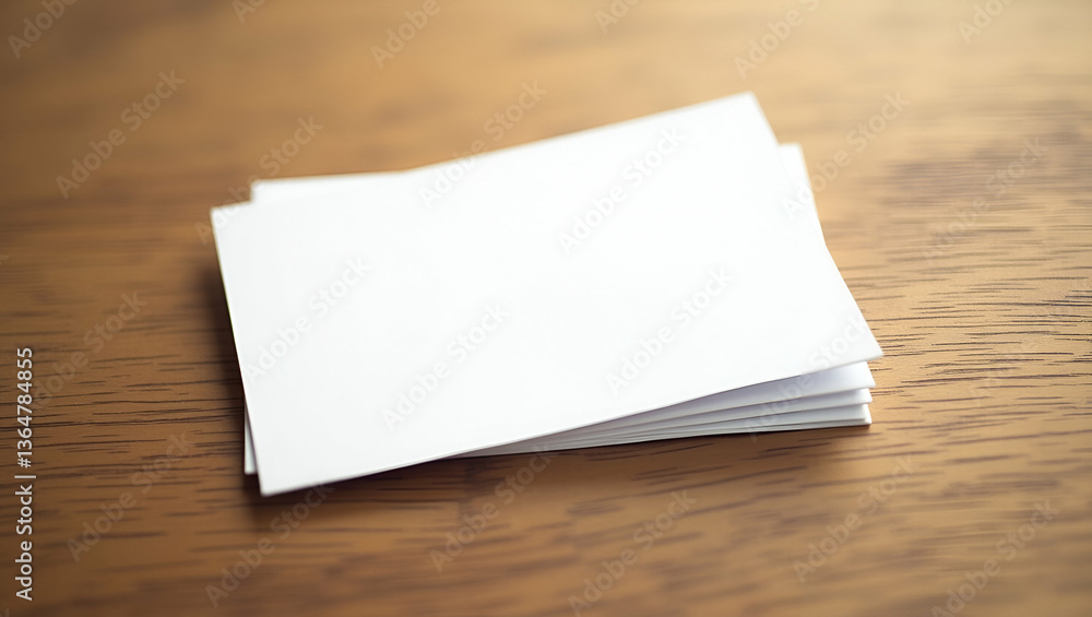 Flat White Business Card on Wood Background: Showcase Your Corporate Identity Flat White Business Card on Wood Background: Showcase Your Corporate Identity