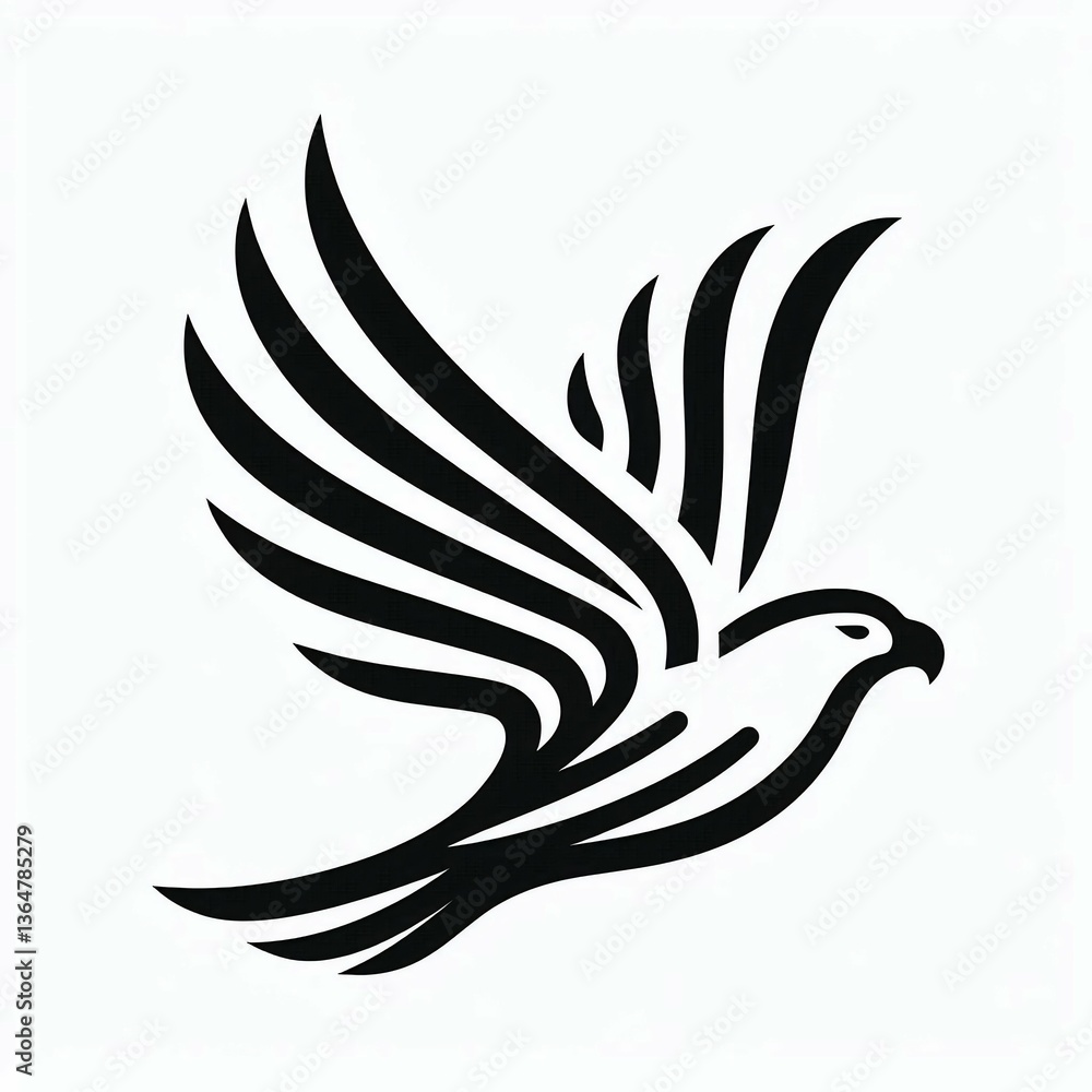 Obraz premium Abstract Black Hawk in Flight Logo