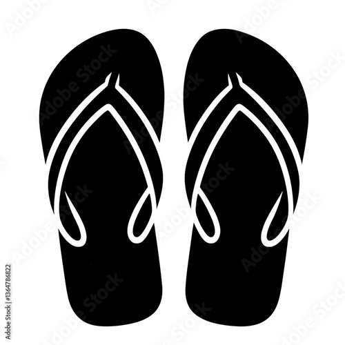 Flip flops silhouette icon in black vector style