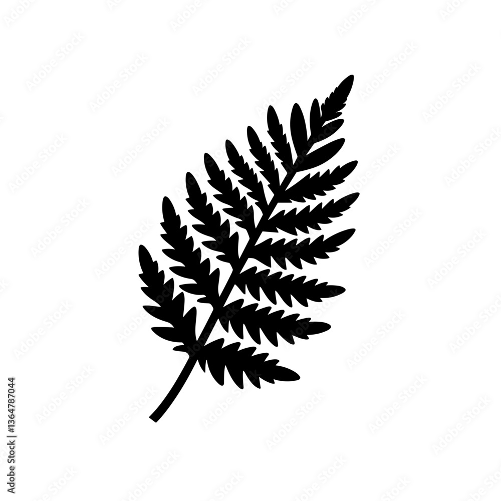Fern leaf silhouette in botanical black vector design Fern leaf silhouette in botanical black vector design