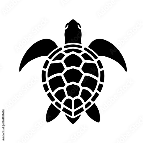 Sea turtle silhouette in bold black vector style