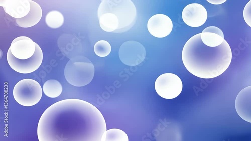Abstract Bokeh Background With White Transparent Circles On Blue And Purple Gradient