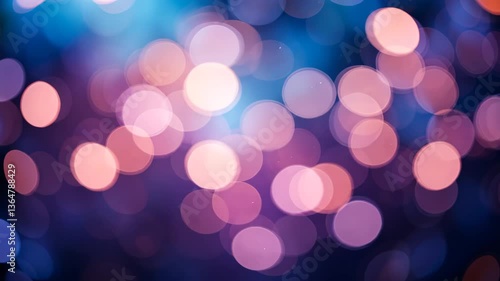 Abstract Bokeh Circles in Pink and Purple with Blue Highlights Creating a Dreamy and Festive Atmosphere
