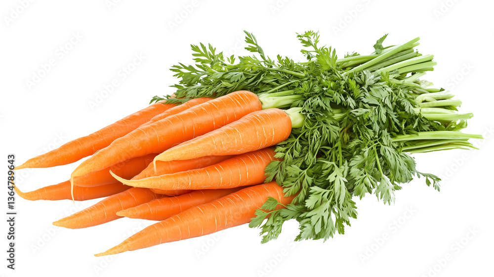 Fresh Organic Carrots with Green Tops on Transparent Background Fresh Organic Carrots with Green Tops on Transparent Background