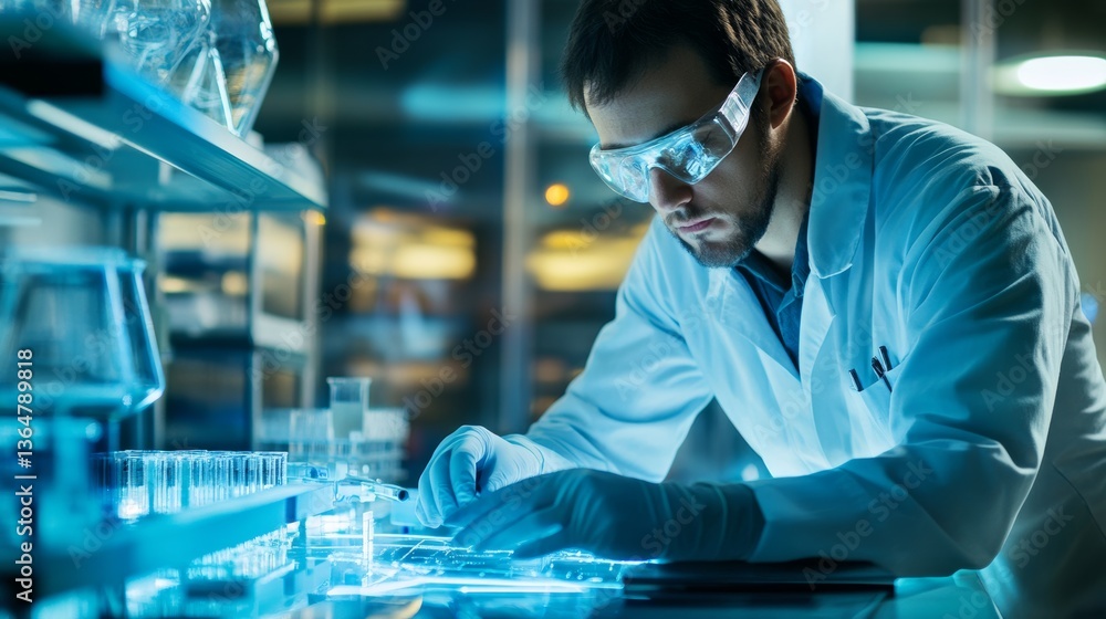 A material scientist developing flexible electronic components for wearables, cutting-edge lab with real-time testing and material synthesis, Scientific style A material scientist developing flexible electronic components for wearables, cutting-edge lab with real-time testing and material synthesis, Scientific style
