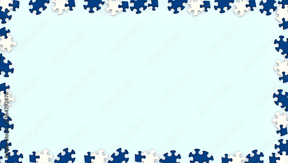 Blue and White Stars with Puzzle Pieces Border for Autism Awareness Day Blue and White Stars with Puzzle Pieces Border for Autism Awareness Day
