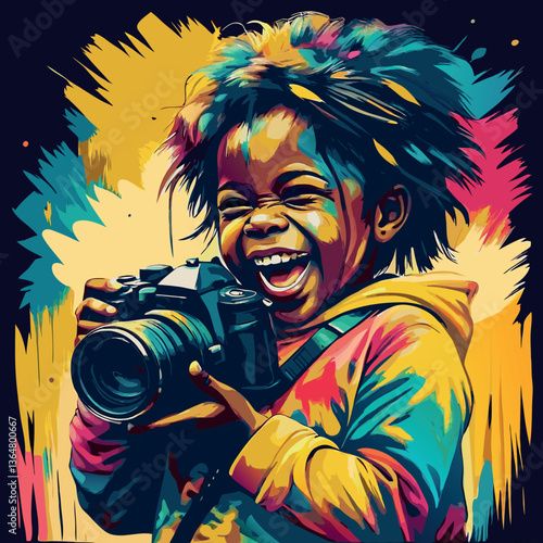 bambina nigeriana che fotografa felice 02