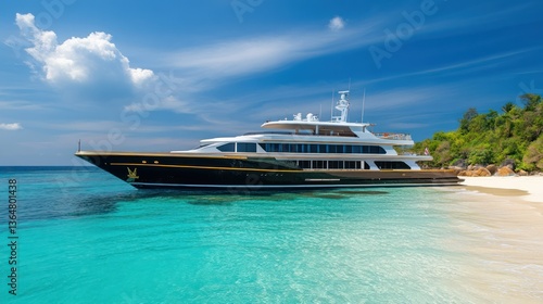 Luxury Yacht at Tropical Beach Paradise