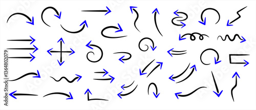 arrow icon set for infographic, note, direction, planning, diagram, target etc. blue head arrows collection