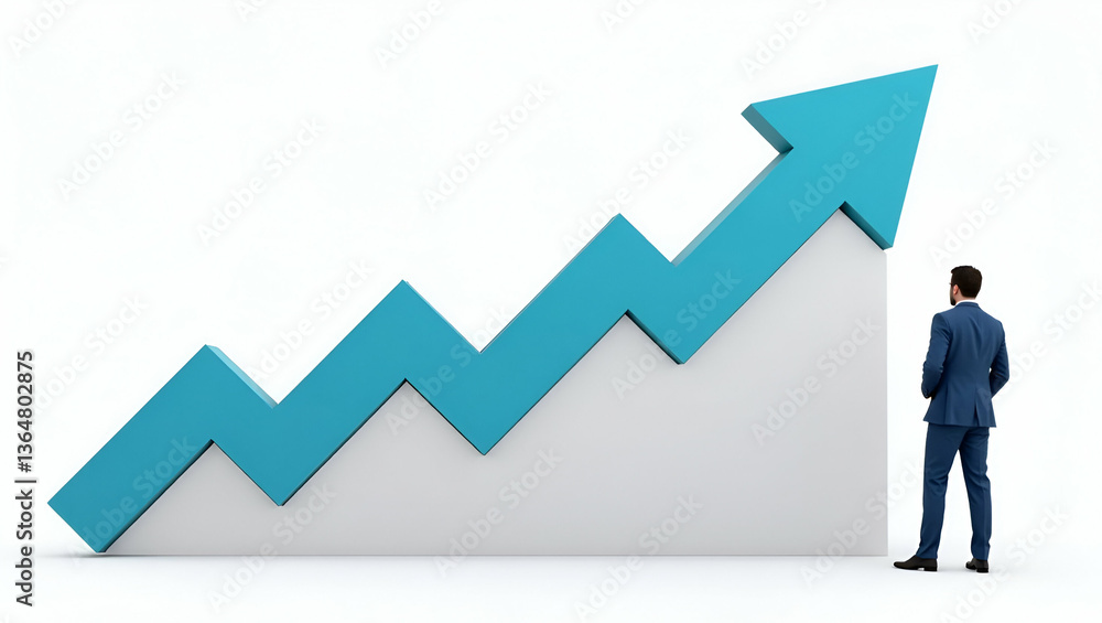 Business development rising graph arrow with interest and sales percentages signals brand advancement fosters strategic growth approach encourages stable momentum concept as A leader showcases a growi Business development rising graph arrow with interest and sales percentages signals brand advancement fosters strategic growth approach encourages stable momentum concept as A leader showcases a growi