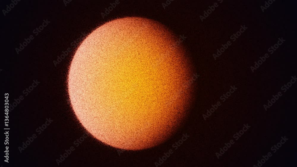 Orange sphere rotating and showing different phases on a black ...